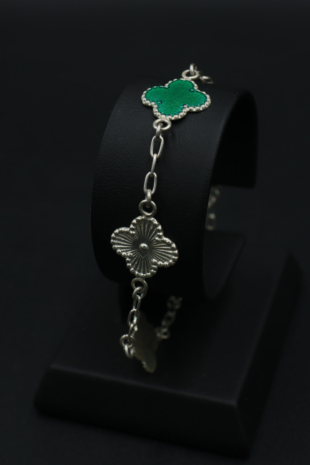 Pulsera Trébol Verde - Láser en Plata 9.25 S925
