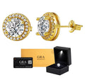 Aretes Circle Plata .925 Baño de Oro - Moissanita Blue 0.5 ct.