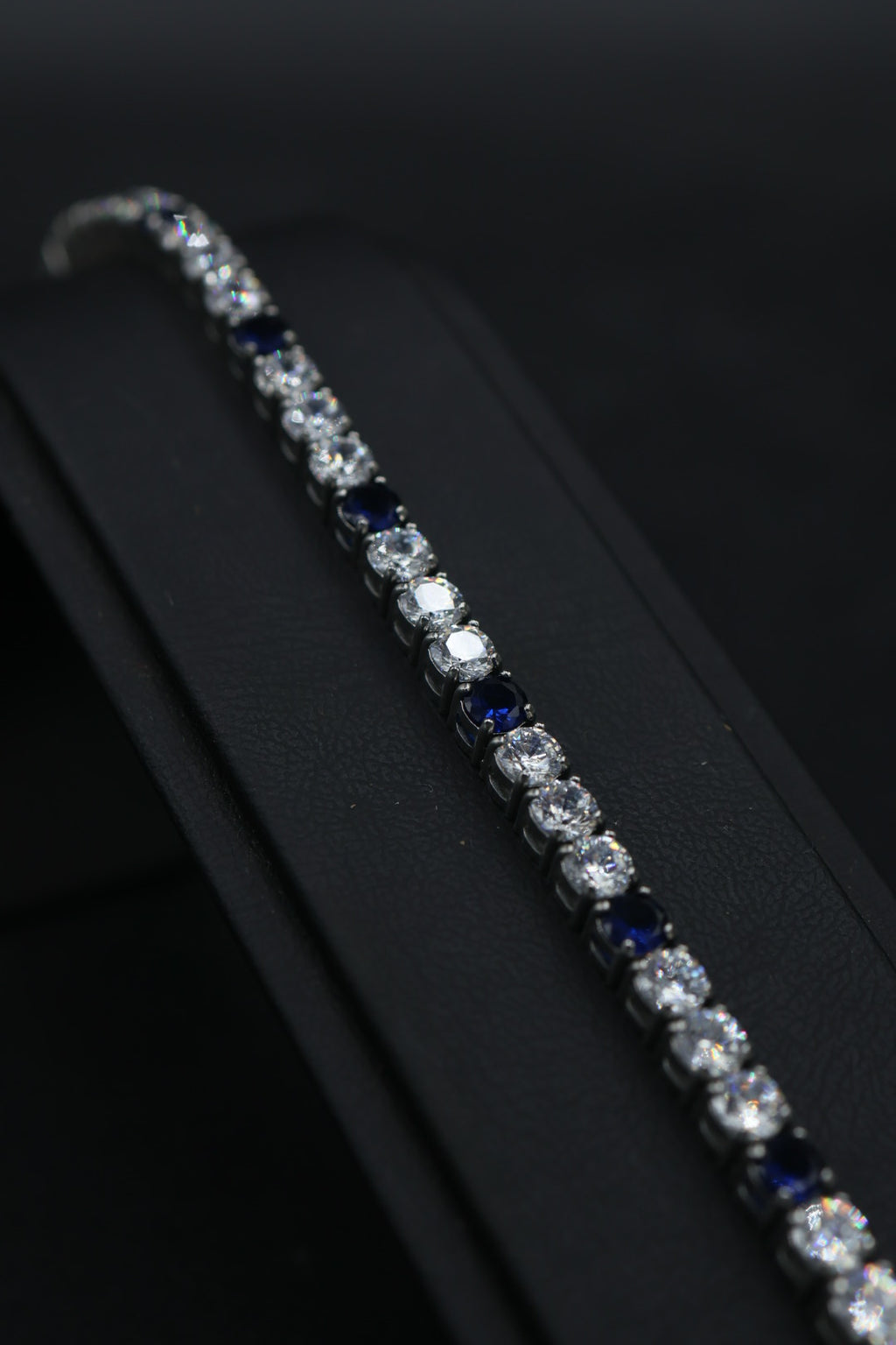 Pulsera Tenis con Zirconias Azul - Plateado 5 mm