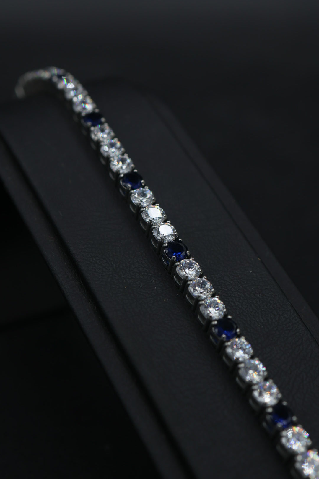 Pulsera Tenis con Zirconias Azul - Plateado 5 mm