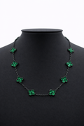 Collar Trébol 13 mm Verde Marmolado. - Negro.