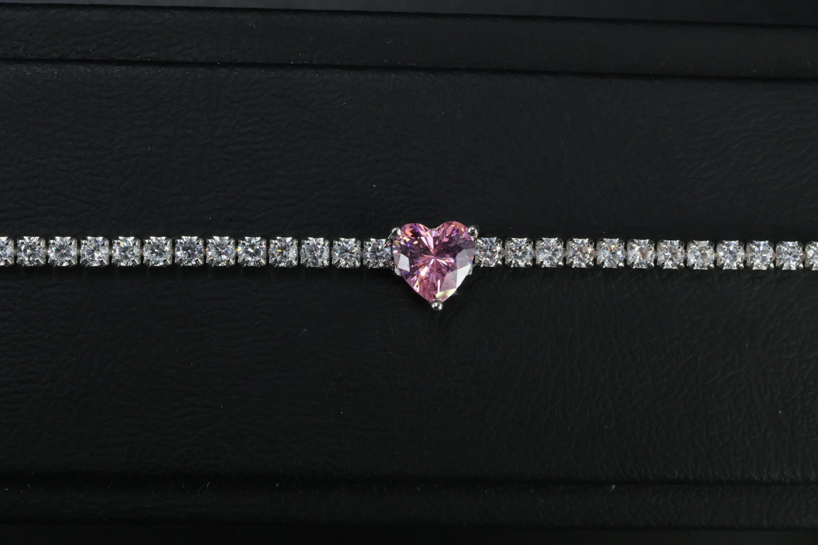 Pulsera Tenis Corazón Rosa