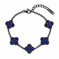 Pulsera Trébol Negro - Zirconias Azul.
