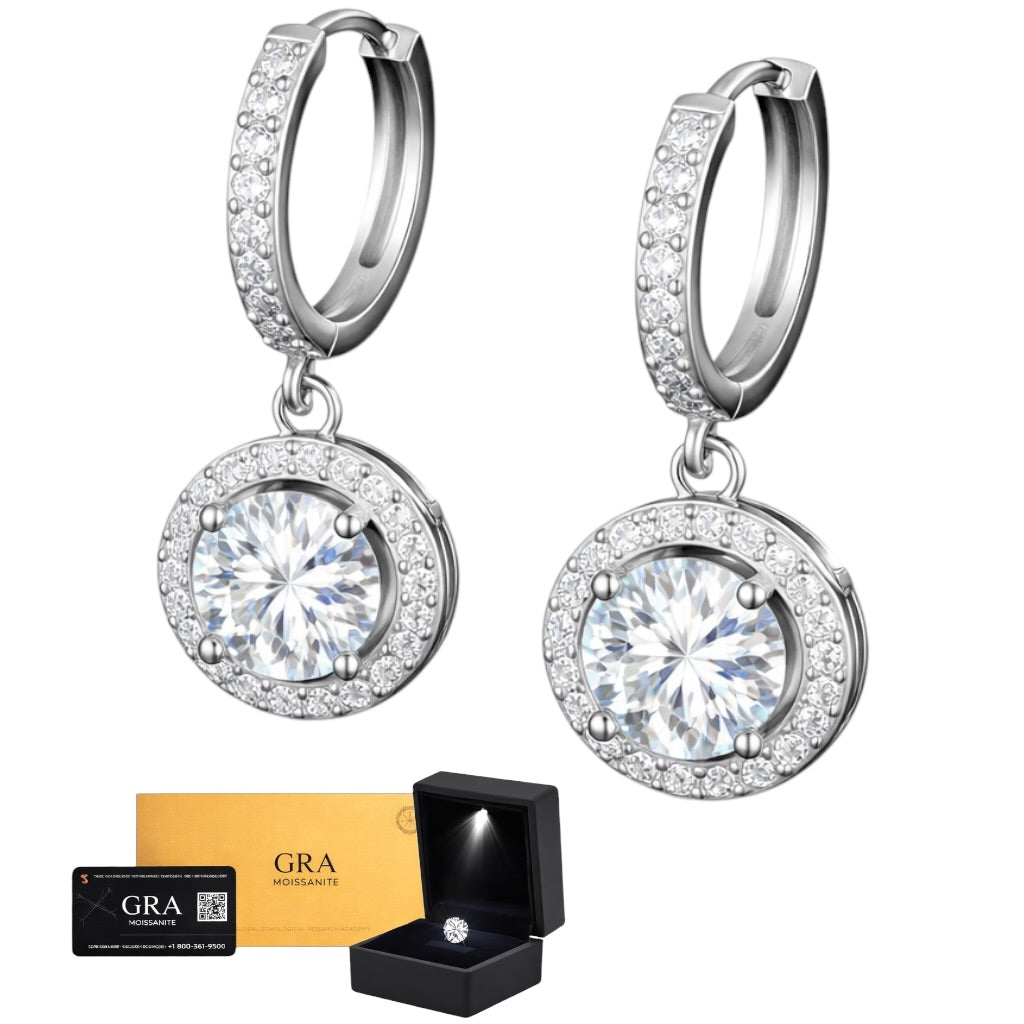 Aretes Colgante Circle Plata .925 - Moissanita D 0.5 ct.
