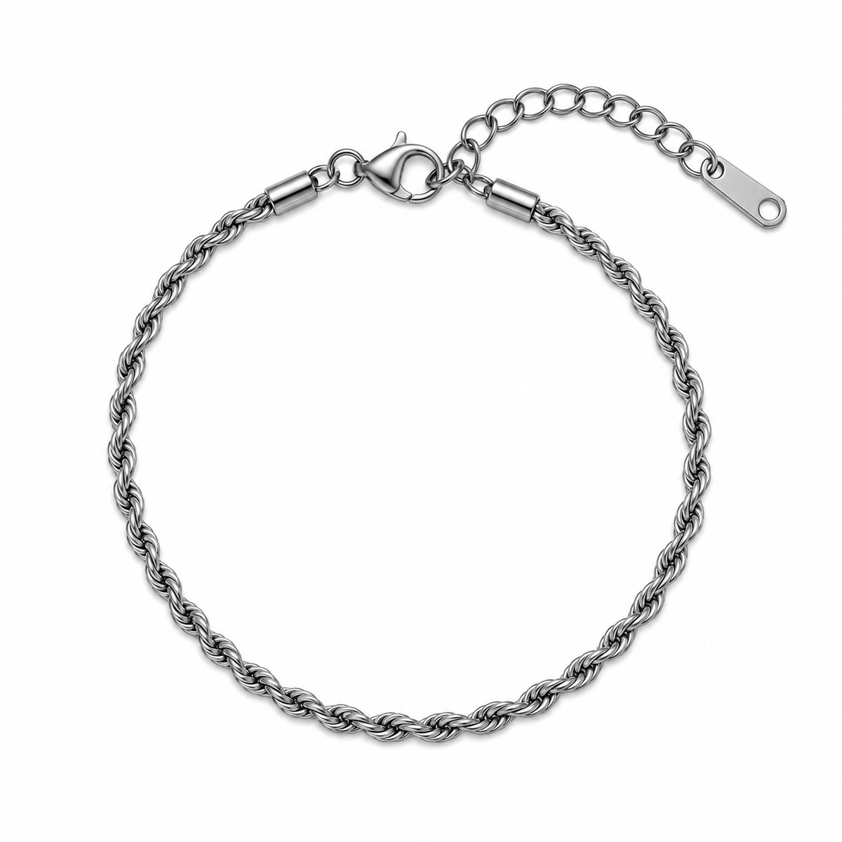 Pulsera Torsal Plateada con Extensible AI316L