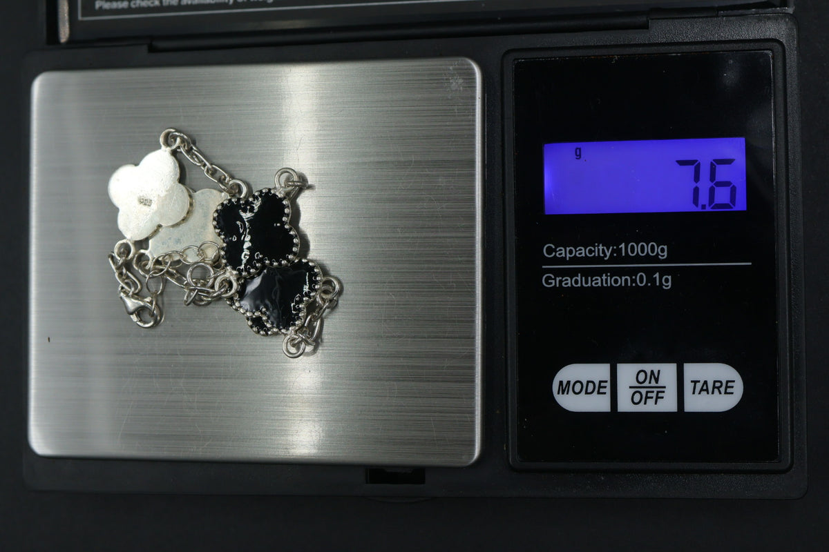 Pulsera Trébol Negro en Plata 9.25 S925