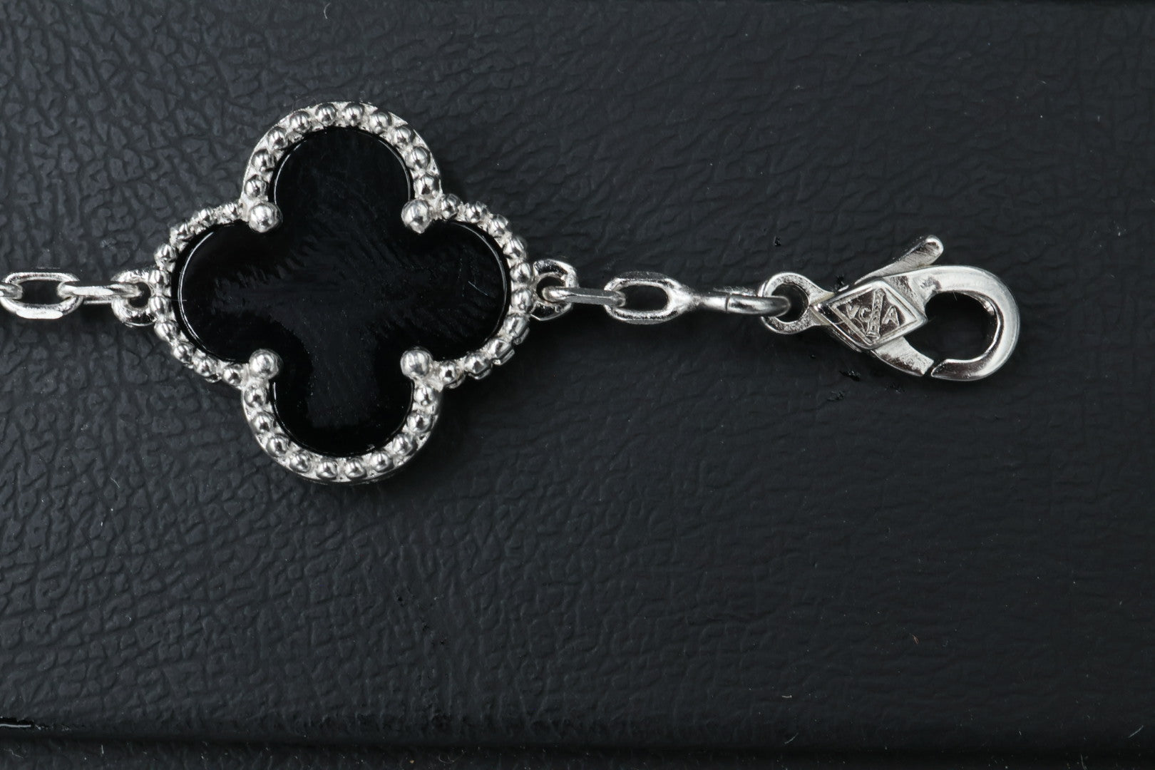 Pulsera VCA Plata .925 1:1 Vintage Alhambra, 5 Motivos Onyx - Diamonds.