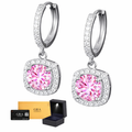 Aretes Colgante Box Plata .925 - Moissanita Pink 0.5 ct.