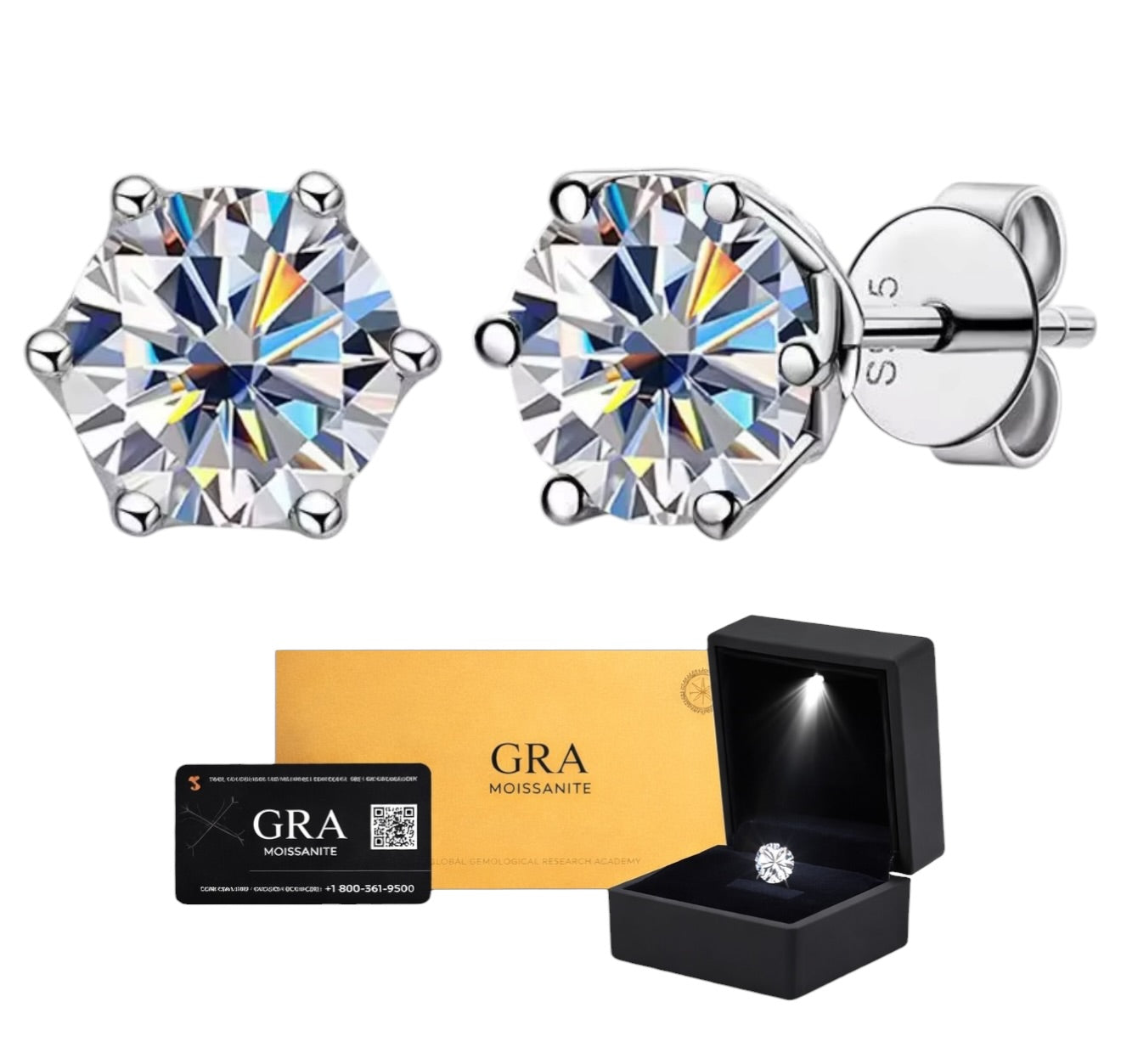Aretes Plata .925 - Moissanita D 0.5 ct.