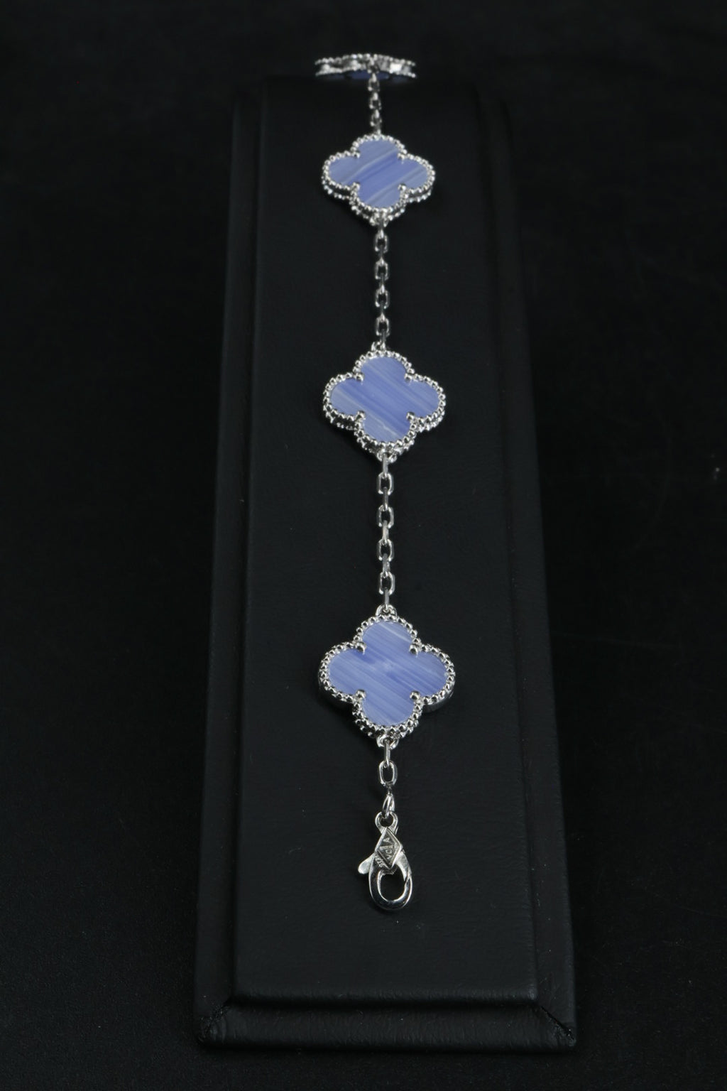 Pulsera VCA Plata .925 1:1 Vintage Alhambra, 5 Motivos Azul Nácar.