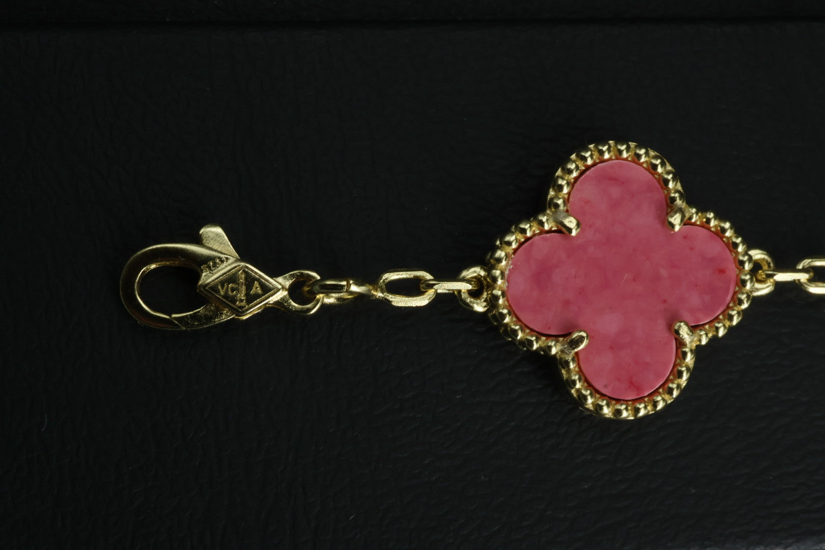 Pulsera VCA Plata .925 1:1 Vintage Alhambra, 5 Coral - Diamonds / Gold