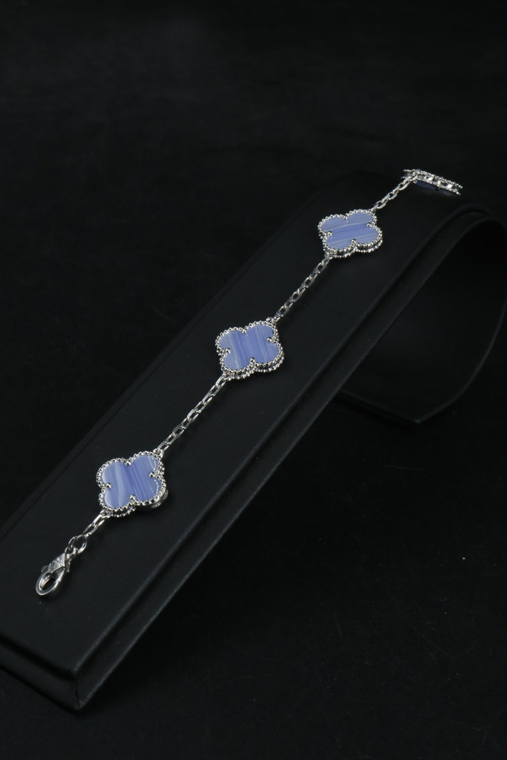 Pulsera VCA Plata .925 1:1 Vintage Alhambra, 5 Motivos Azul Nácar.