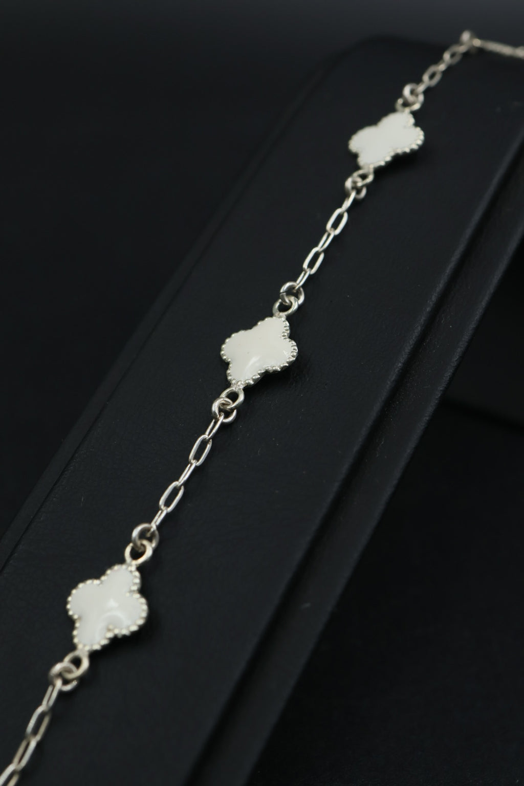 Pulsera Trébol Blanco en Plata 9.25 S925