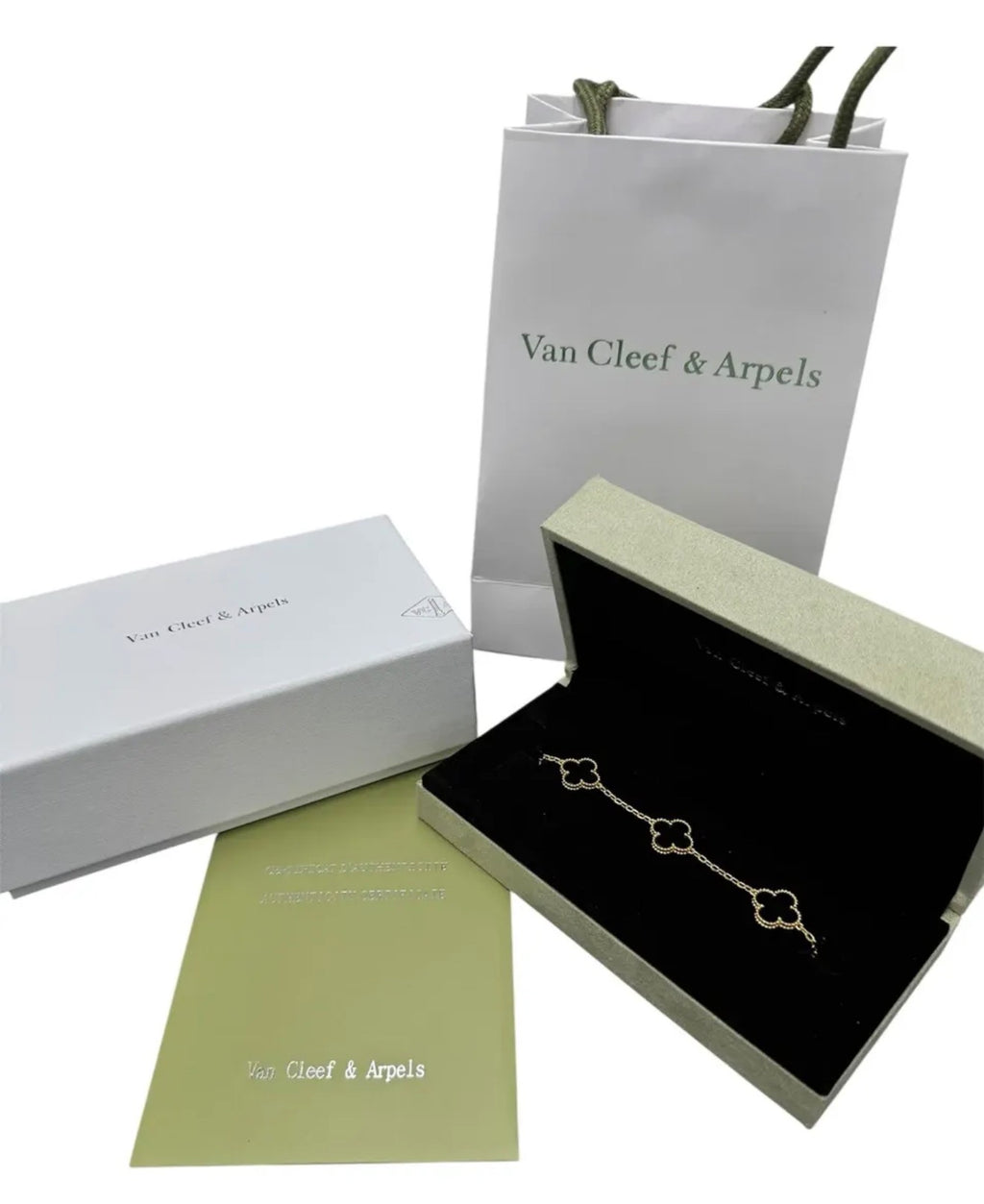 Pulsera VCA Plata .925 1:1 Vintage Alhambra, 5 Onyx / Gold
