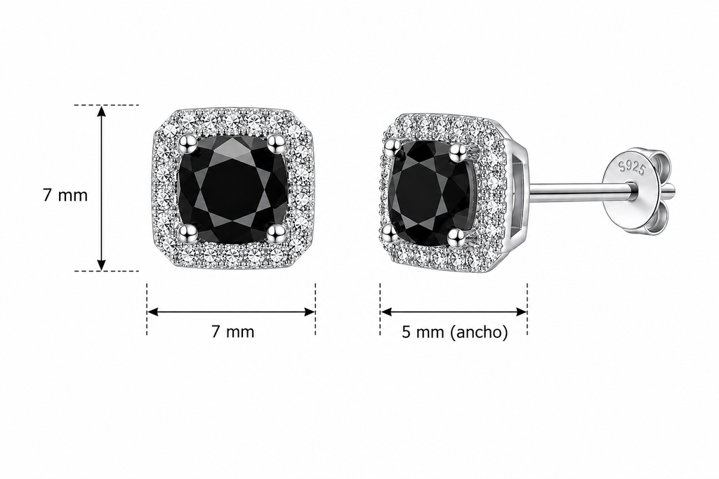 Aretes en Plata 925 Perfect Box - Moissanita Black 0.5 ct.