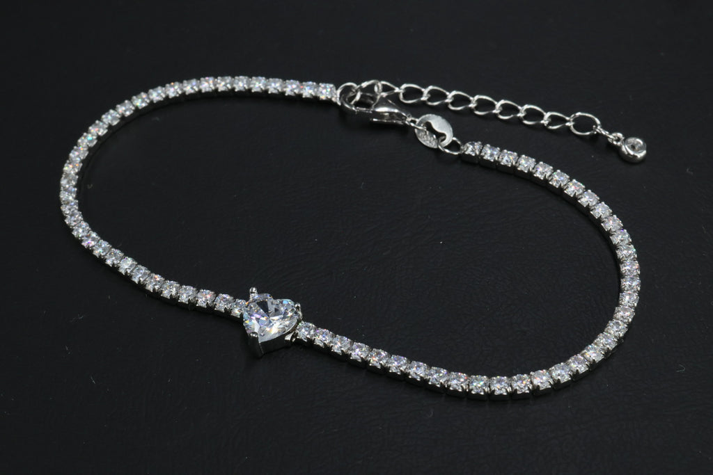 Pulsera Tenis Corazón Plata