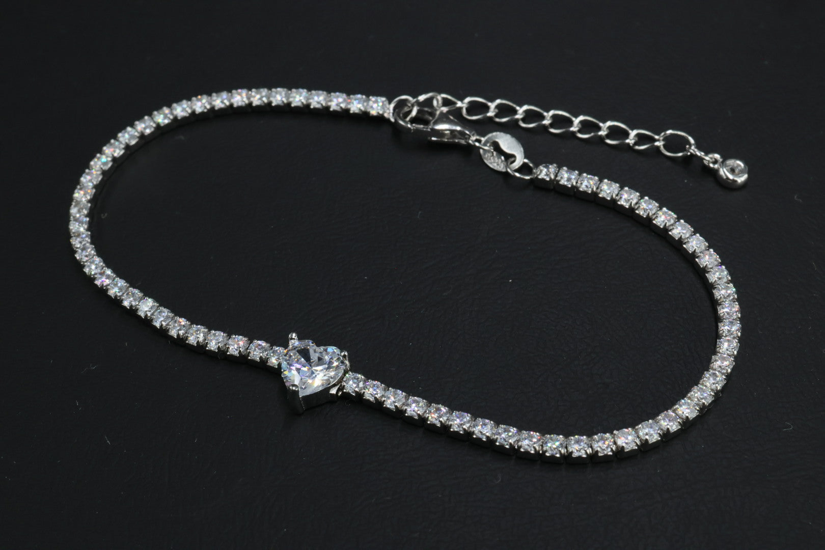 Pulsera Tenis Corazón Plata