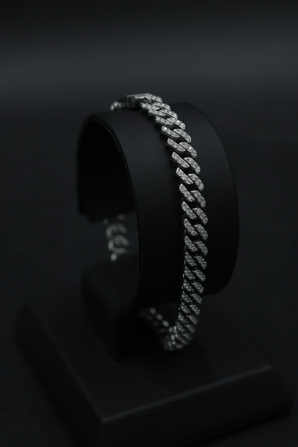 Pulsera Cubana Full Ice Plateada