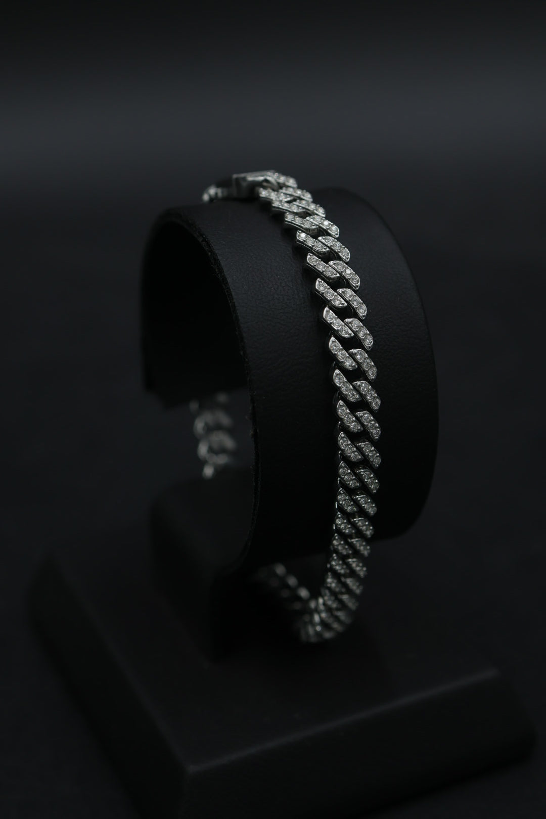 Pulsera Cubana Full Ice Plateada