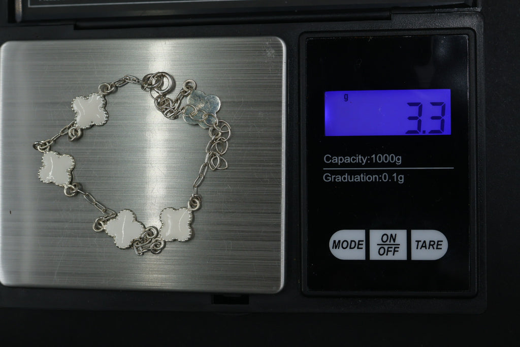 Pulsera Trébol Blanco en Plata 9.25 S925