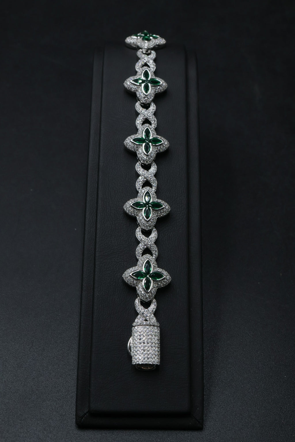 Pulsera Cubana Four Leaf Clover Plata .925. 