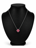 Collar 1 trébol - Plateado / Rosa.