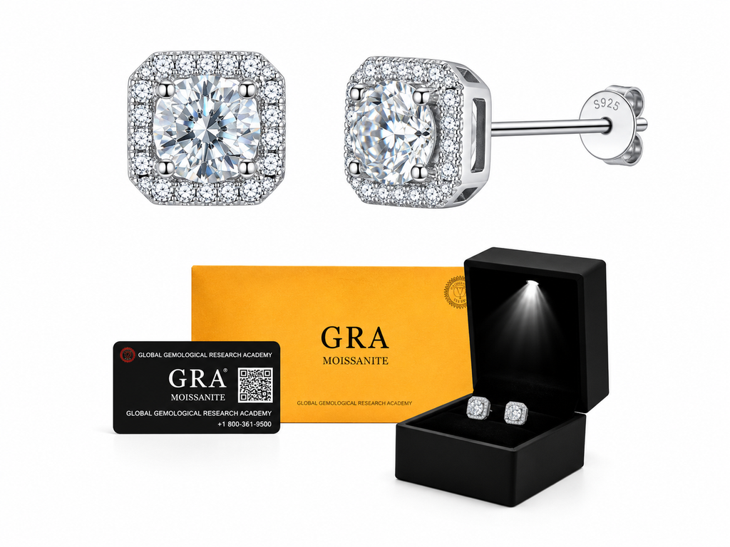 Aretes en Plata 925 Perfect Box - Moissanita D 0.5 ct.