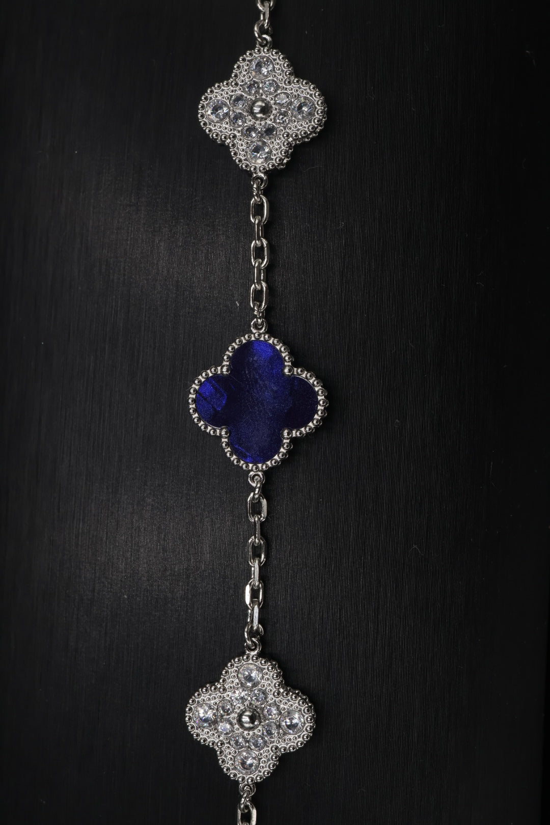 Pulsera Trébol 15 mm Mármol Azul con Zirconias