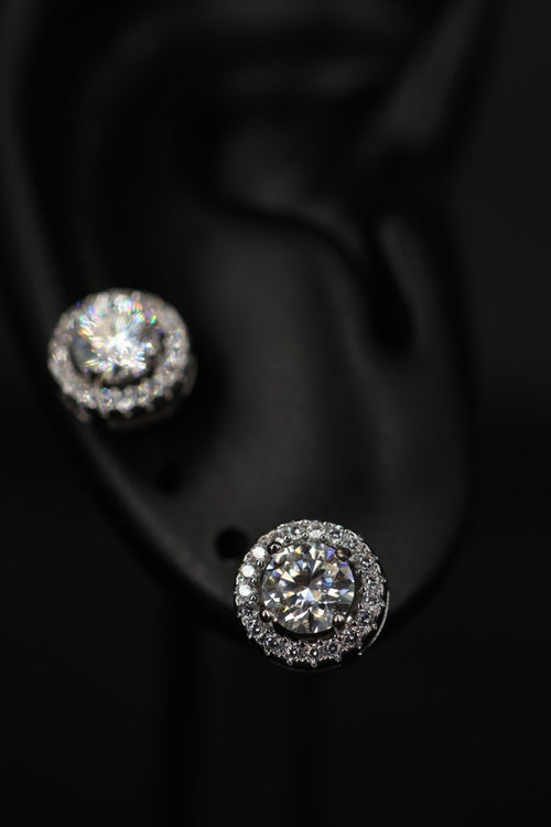 Aretes Circle Plata .925 - Moissanita D 0.5 ct.