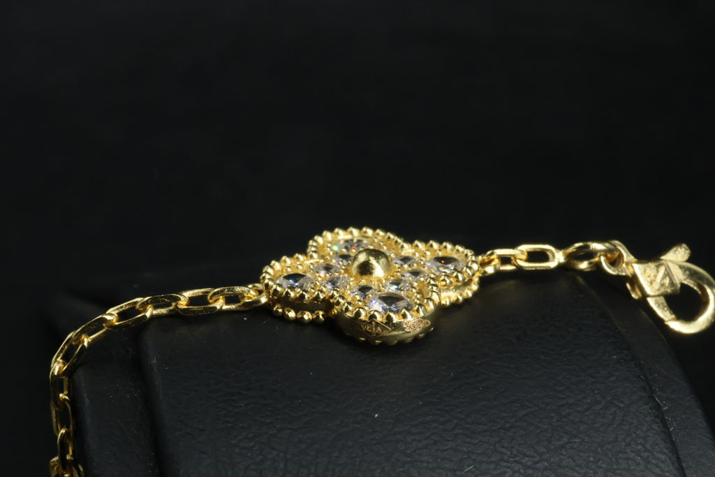 Pulsera VCA Plata .925 1:1 Vintage Alhambra, 5 Diamonds / Gold