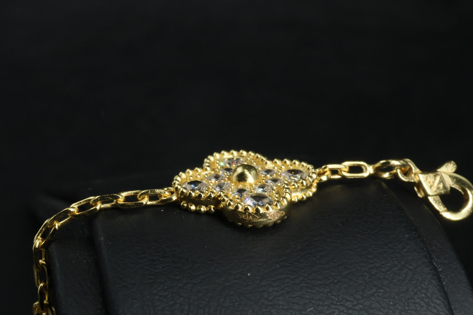 Pulsera VCA Plata .925 1:1 Vintage Alhambra, 5 Diamonds / Gold