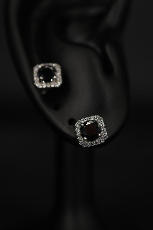 Aretes Box Plata .925 - Moissanita Black 0.5 ct.
