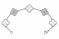 Pulsera Trébol 15 mm Mármol Blanco con Zirconias