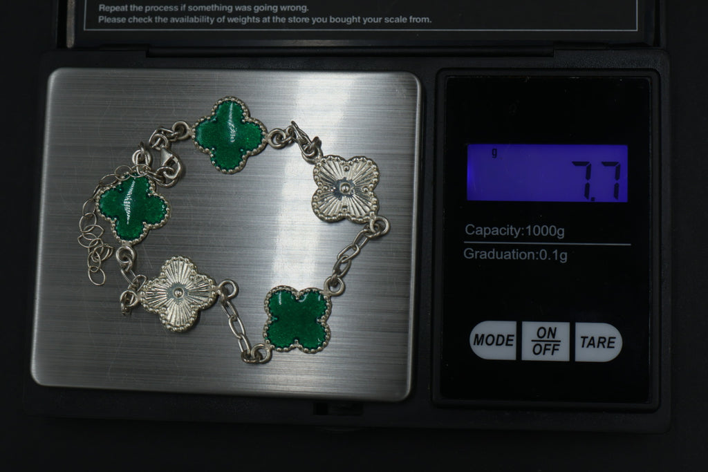 Pulsera Trébol Verde - Láser en Plata 9.25 S925