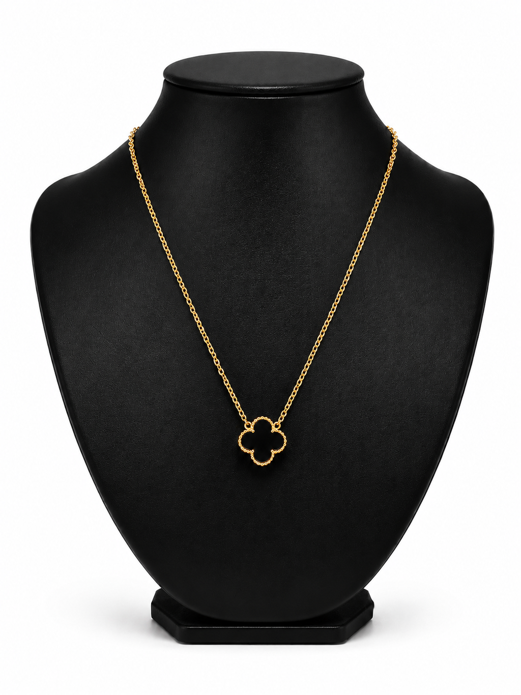 Collar 1 trébol - Dorado / Negro.