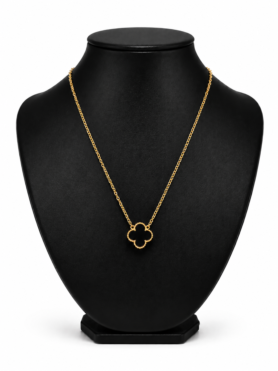 Collar 1 trébol - Dorado / Negro.
