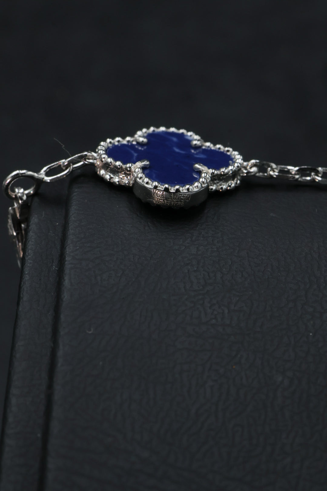 Pulsera VCA Plata .925 1:1 Vintage Alhambra, 5 Motivos Lapislázuli- Diamonds.