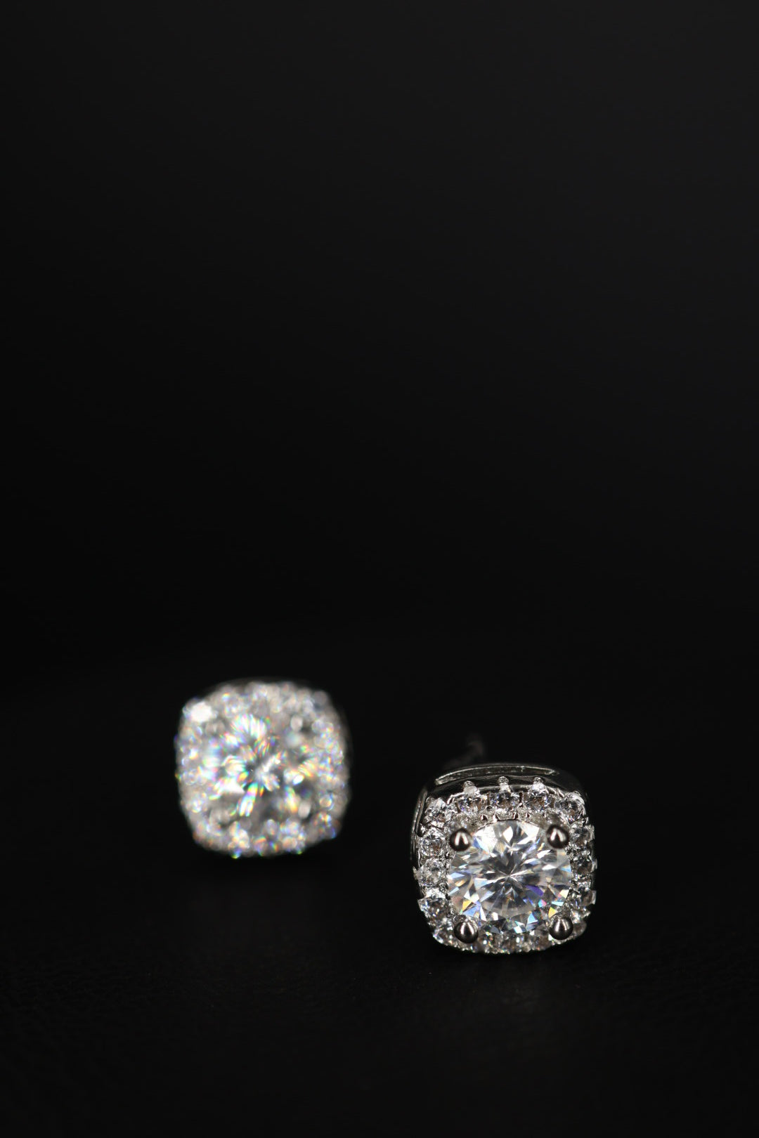 Aretes Box Plata .925 - Moissanita D 0.5 ct.