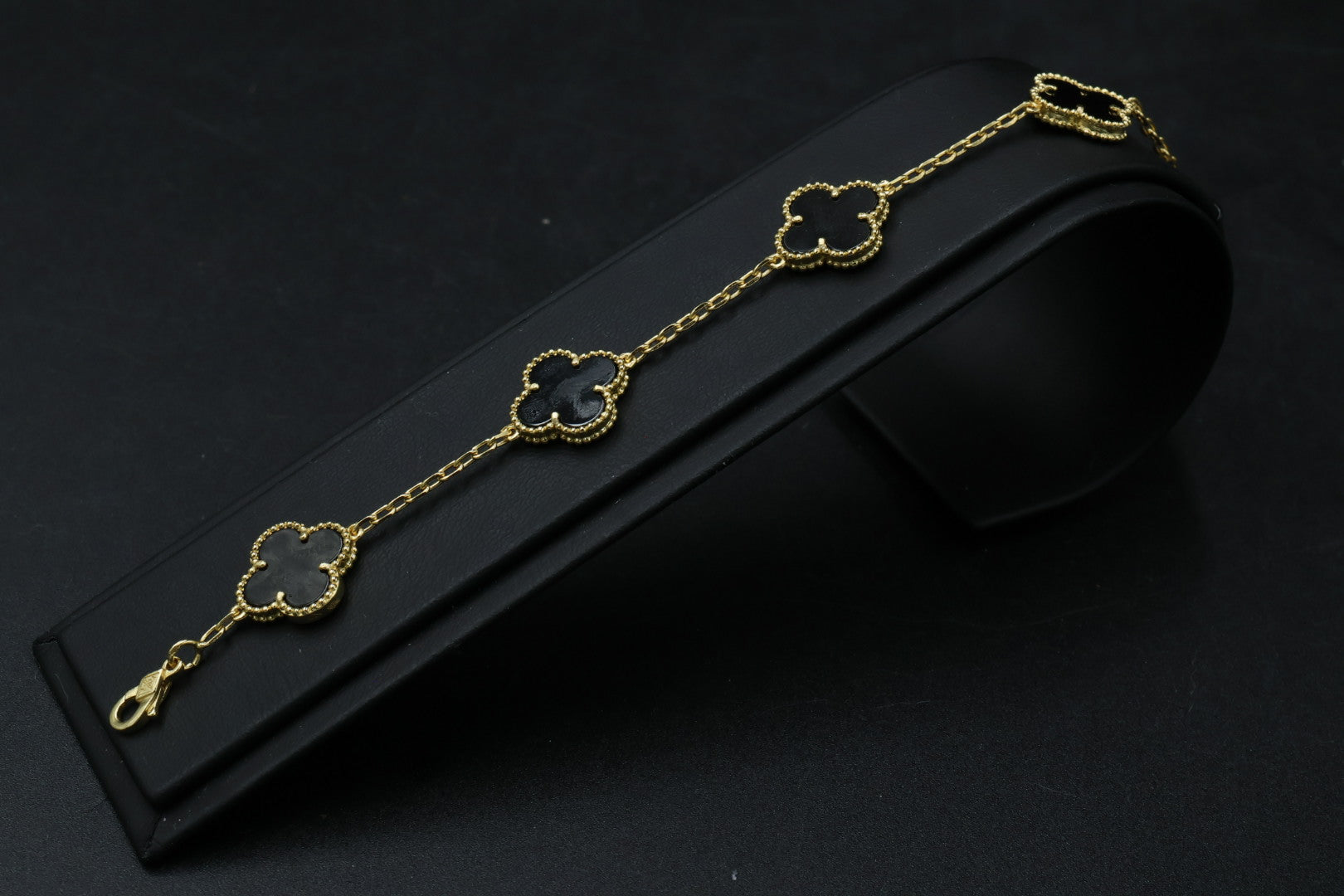 Pulsera VCA Plata .925 1:1 Vintage Alhambra, 5 Onyx / Gold