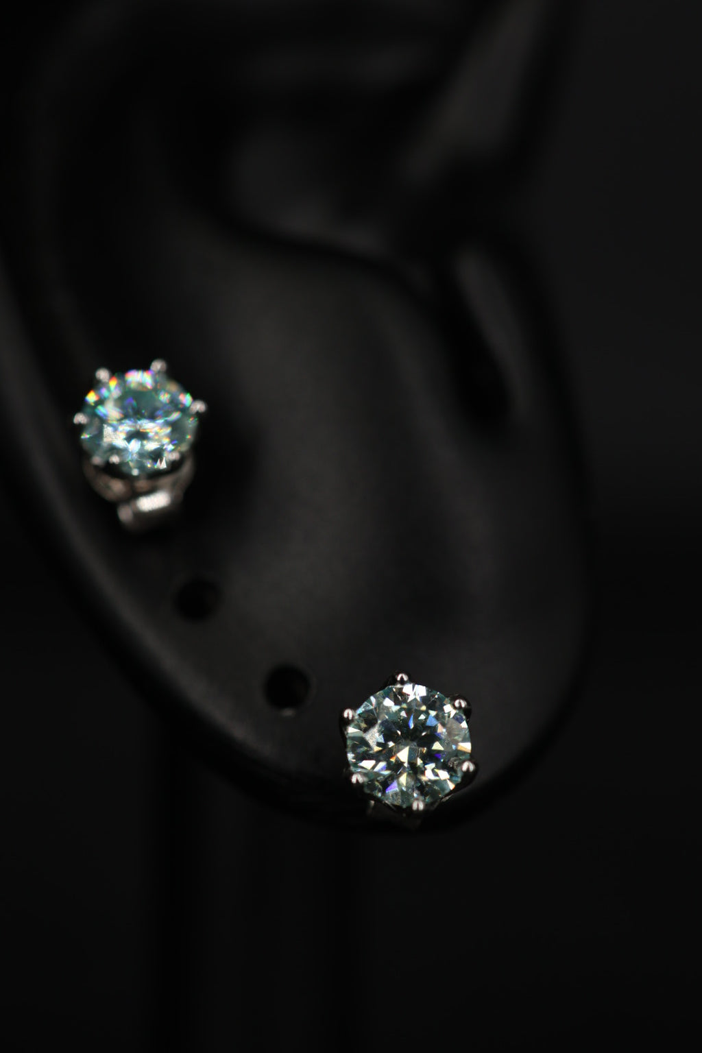 Aretes Plata .925 - Moissanita Blue 0.5 ct.
