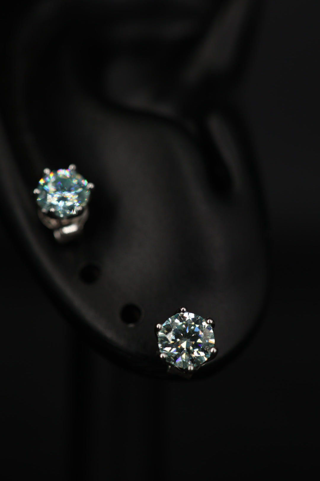 Aretes Plata .925 - Moissanita Blue 0.5 ct.
