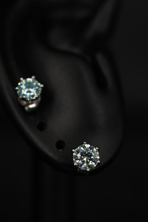 Aretes Plata .925 - Moissanita Blue 0.5 ct.