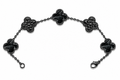 Pulsera Trébol 15 mm Mármol Full Negro con Zirconias