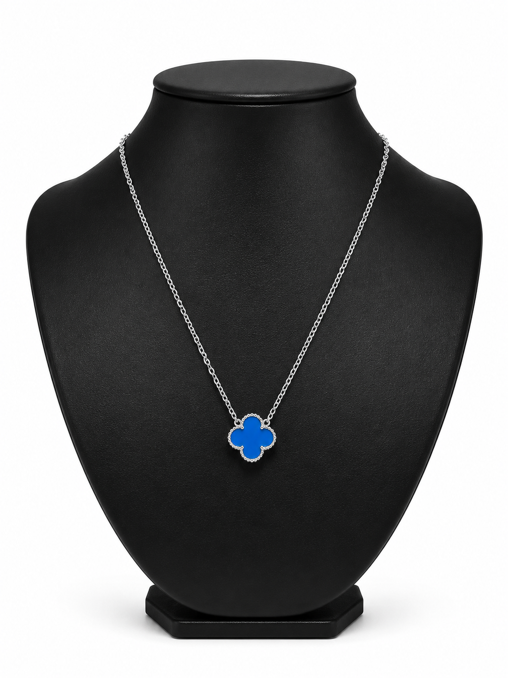 Collar 1 trébol - Plateado / Azul.