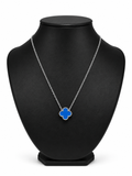 Collar 1 trébol - Plateado / Azul.