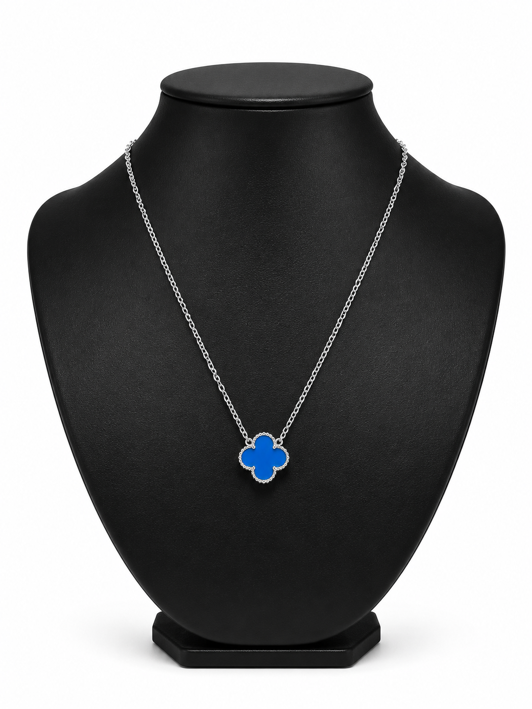 Collar 1 trébol - Plateado / Azul.