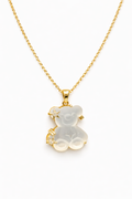 Collar con dije de Oso de Cristal Transparente - Gold.