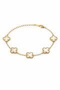 Pulsera Trébol 13 mm Liso Dorado - Blanco.