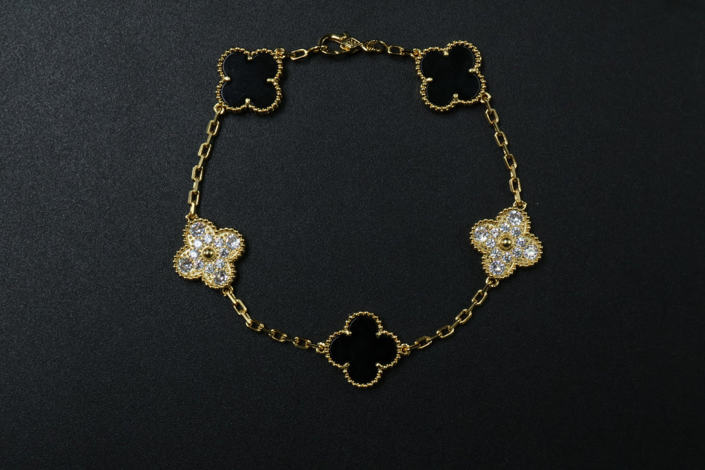 Pulsera VCA Alhambra 1:1 Gold Onyx - Diamonds