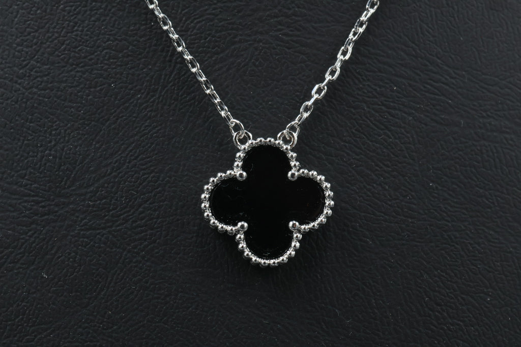 Collar Vintage Alhambra 1:1 Silver Onyx.